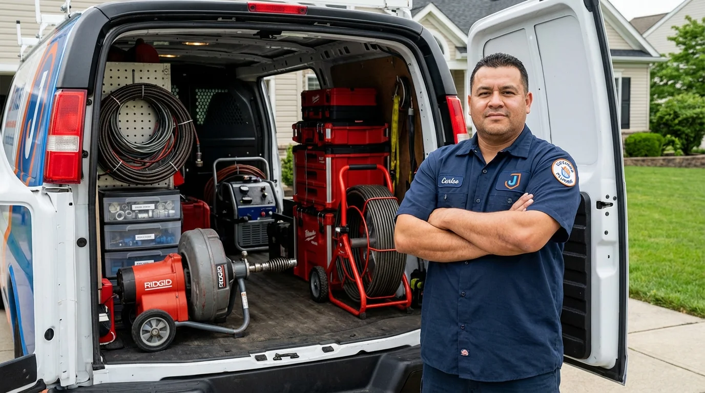 Professional drain cleaning equipment and Johns Plumbing LLC plumber in Riverdale